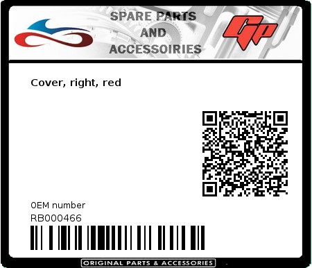 Product image: Derbi - RB000466 - Cover, right, red  0
