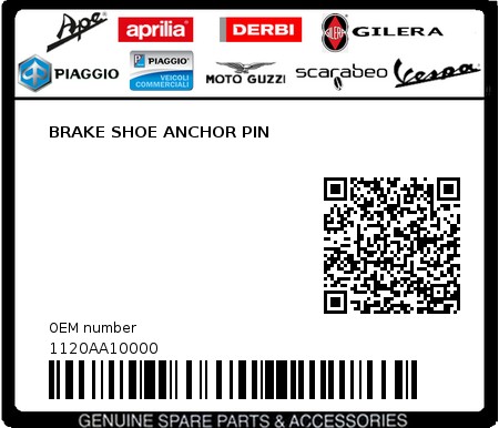 Product image: Sym - 1120AA10000 - BRAKE SHOE ANCHOR PIN  0