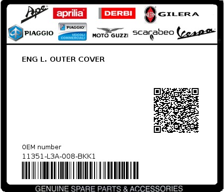 Product image: Sym - 11351-L3A-008-BKK1 - ENG L. OUTER COVER  0