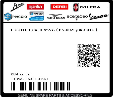 Product image: Sym - 1135A-L3A-001-BKK1 - L OUTER COVER ASSY. ( BK-002C/BK-001U )  0