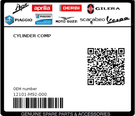 Product image: Sym - 12101-M92-000 - CYLINDER COMP  0
