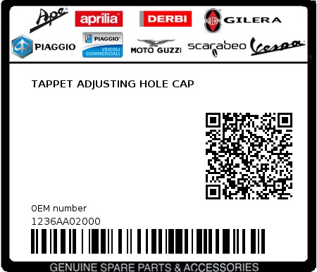 Product image: Sym - 1236AA02000 - TAPPET ADJUSTING HOLE CAP  0