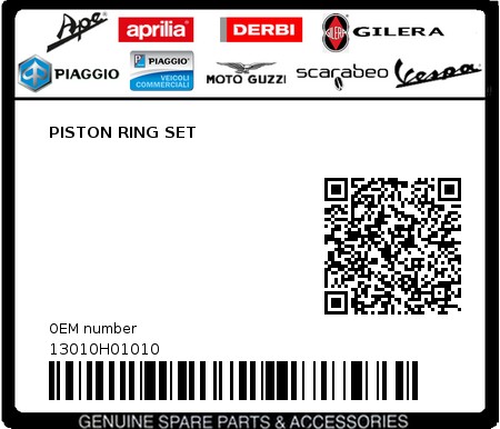 Product image: Sym - 13010H01010 - PISTON RING SET  0
