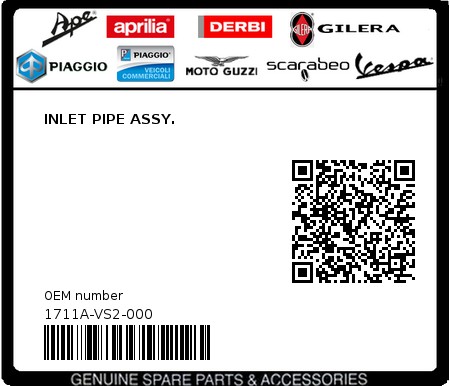 Product image: Sym - 1711A-VS2-000 - INLET PIPE ASSY.  0