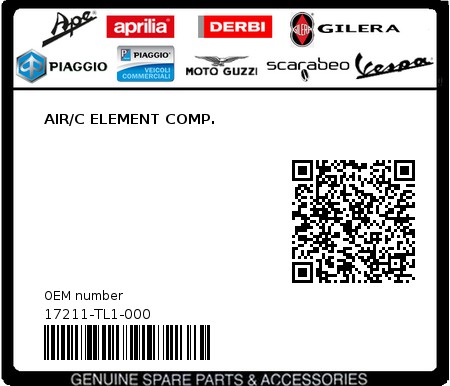 Product image: Sym - 17211-TL1-000 - AIR/C ELEMENT COMP. 