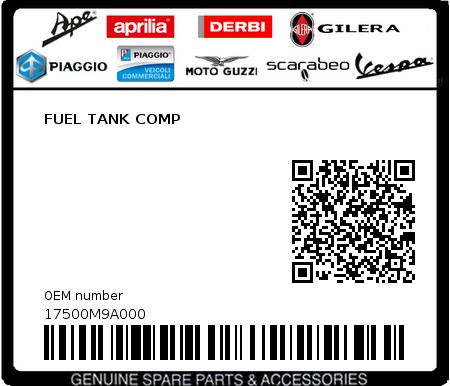 Product image: Sym - 17500M9A000 - FUEL TANK COMP 