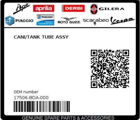 Product image: Sym - 17506-BDA-000 - CANI/TANK TUBE ASSY  0