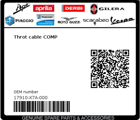 Product image: Sym - 17910-X7A-000 - THROT CABLE COMP  0