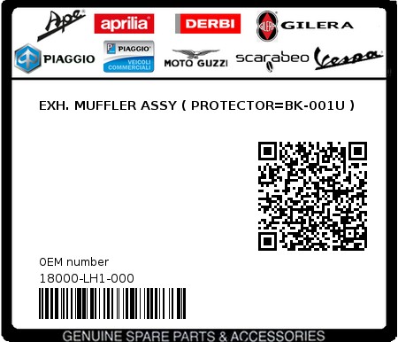 Product image: Sym - 18000-LH1-000 - EXH. MUFFLER ASSY ( PROTECTOR=BK-001U )  0