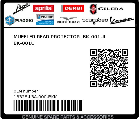 Product image: Sym - 18328-L3A-000-BKK - MUFFLER REAR PROTECTOR  BK-001UL  BK-001U  0
