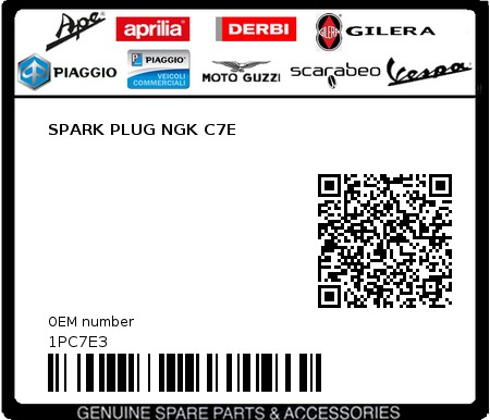 Product image: Sym - 1PC7E3 - SPARK PLUG NGK C7E  0