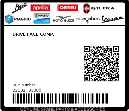 Product image: Sym - 22102H01000 - DRIVE FACE COMP.  0