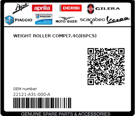 Product image: Sym - 22121-A31-000-A - WEIGHT ROLLER COMP(7.4G)(6PCS)  0
