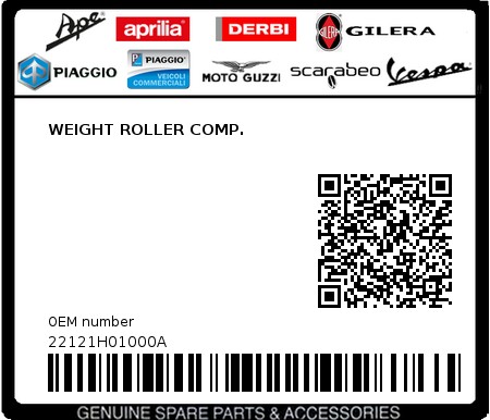 Product image: Sym - 22121H01000A - WEIGHT ROLLER COMP.  0