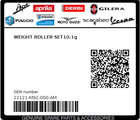 Product image: Sym - 22121-M92-000-AM - WEIGHT ROLLER COMP(10.1G)  0