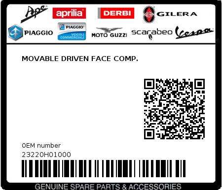 Product image: Sym - 23220H01000 - MOVABLE DRIVEN FACE COMP. 