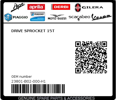 Product image: Sym - 23801-B02-000-H1 - DRIVE SPROCKET 15T  0