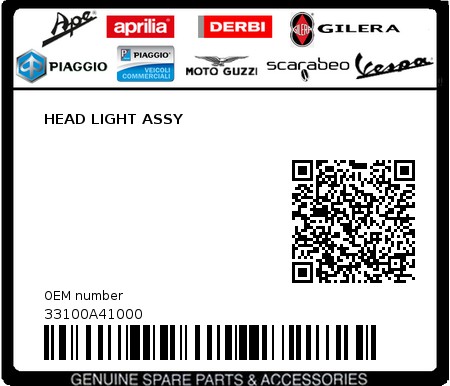 Product image: Sym - 33100A41000 - HEAD LIGHT ASSY  0