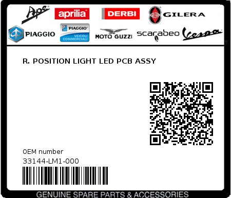 Product image: Sym - 33144-LM1-000 - R. POSITION LIGHT LED PCB ASSY 