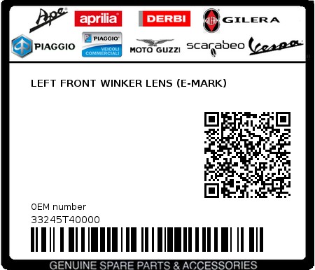 Product image: Sym - 33245T40000 - LEFT FRONT WINKER LENS (E-MARK)  0