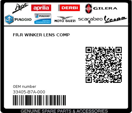 Product image: Sym - 33405-B7A-000 - FR.R WINKER LENS COMP  0