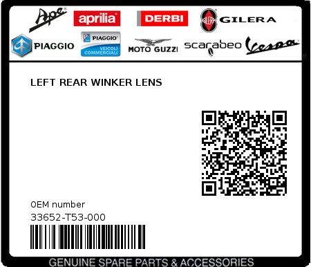 Product image: Sym - 33652-T53-000 - LEFT REAR WINKER LENS  0