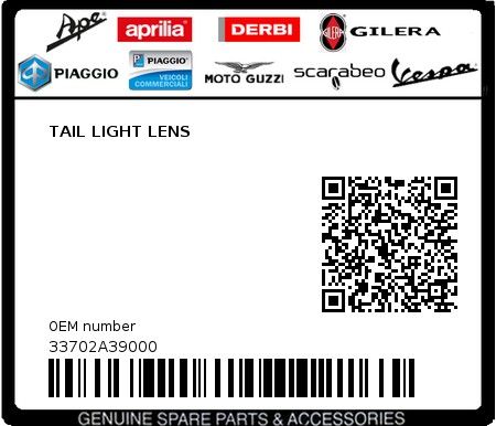 Product image: Sym - 33702A39000 - TAIL LIGHT LENS  0