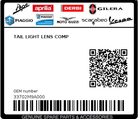 Product image: Sym - 33702M9A000 - TAIL LIGHT LENS COMP 