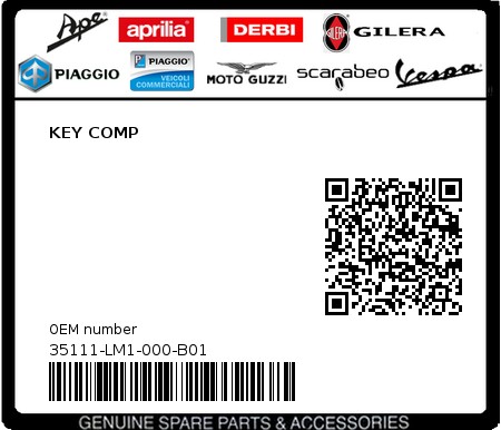 Product image: Sym - 35111-LM1-000-B01 - KEY COMP 