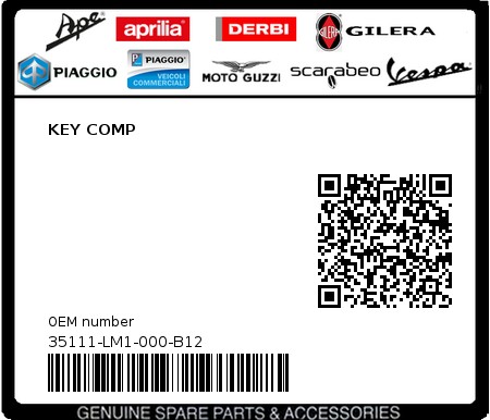 Product image: Sym - 35111-LM1-000-B12 - KEY COMP 