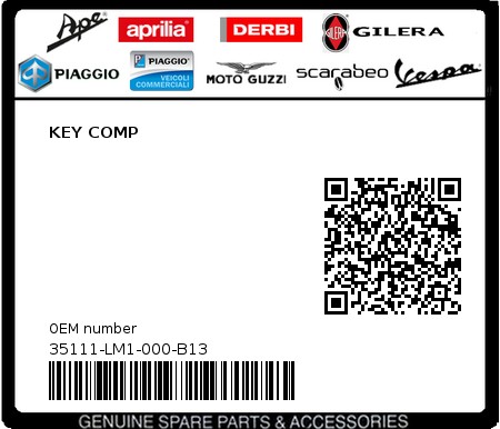 Product image: Sym - 35111-LM1-000-B13 - KEY COMP 