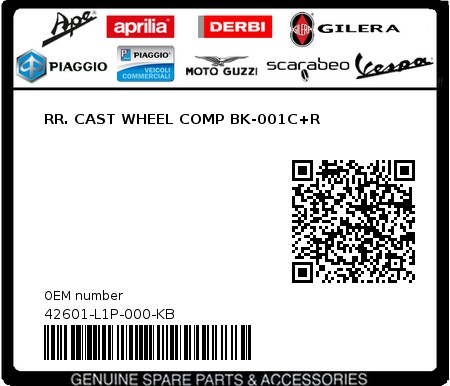 Product image: Sym - 42601-L1P-000-KB - RR. CAST WHEEL COMP BK-001C+R 