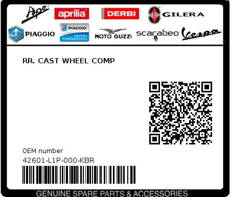 Product image: Sym - 42601-L1P-000-KBR - RR. CAST WHEEL COMP  0