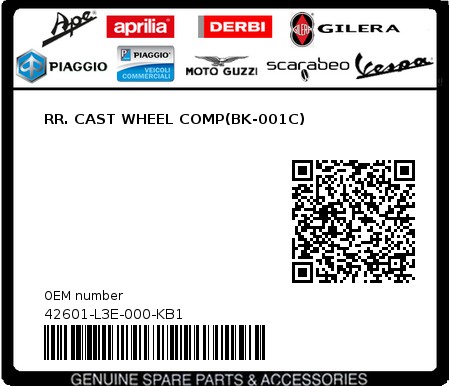 Product image: Sym - 42601-L3E-000-KB1 - RR. CAST WHEEL COMP(BK-001C) 