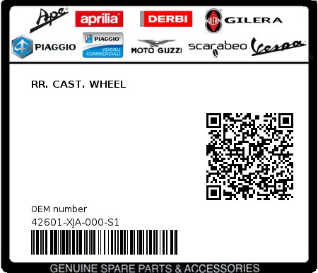 Product image: Sym - 42601-XJA-000-S1 - RR. CAST WHEEL COMP(S-881S) 