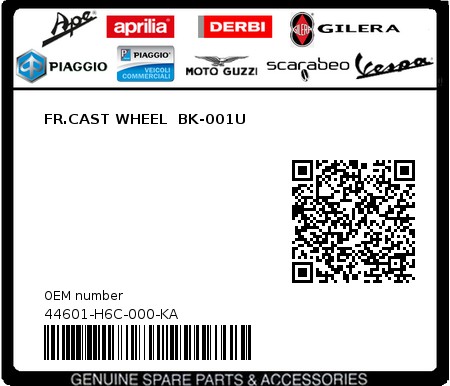 Product image: Sym - 44601-H6C-000-KA - FR.CAST WHEEL  BK-001U  0