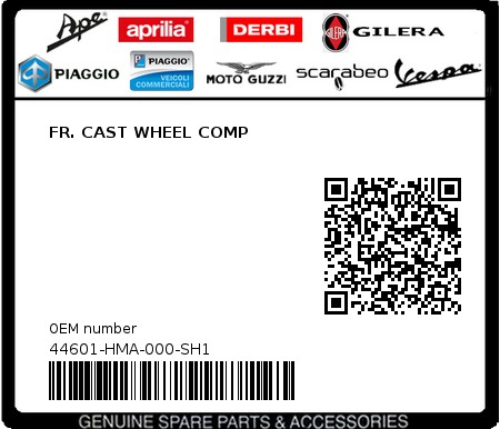 Product image: Sym - 44601-HMA-000-SH1 - FR. CAST WHEEL COMP  0