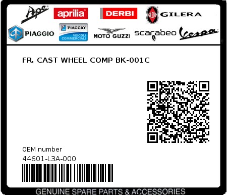 Product image: Sym - 44601-L3A-000 - FR. CAST WHEEL COMP BK-001C  0