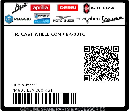 Product image: Sym - 44601-L3A-000-KB1 - FR. CAST WHEEL COMP BK-001C  0
