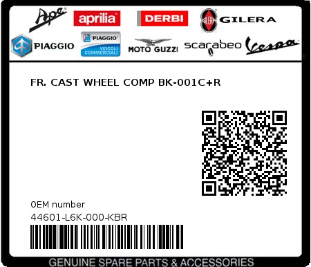 Product image: Sym - 44601-L6K-000-KBR - FR. CAST WHEEL COMP BK-001C+R  0