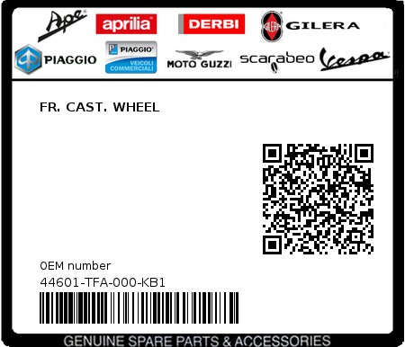 Product image: Sym - 44601-TFA-000-KB1 - FR. CAST. WHEEL  0