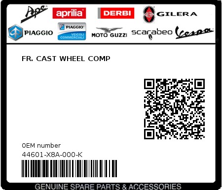 Product image: Sym - 44601-X8A-000-K - FR. CAST WHEEL COMP 