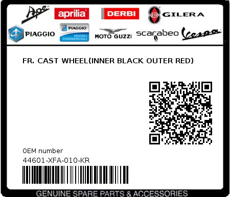 Product image: Sym - 44601-XFA-010-KR - FR. CAST WHEEL(INNER BLACK OUTER RED)  0