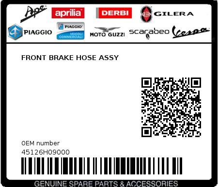 Product image: Sym - 45126H09000 - FRONT BRAKE HOSE ASSY  0