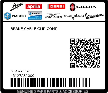 Product image: Sym - 45127A31000 - BRAKE CABLE CLIP COMP  0
