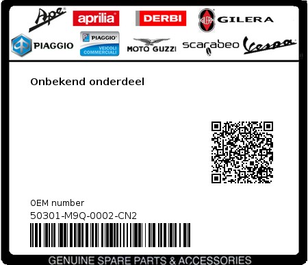 Product image: Sym - 50301-M9Q-0002-CN2 - Onbekend onderdeel  0