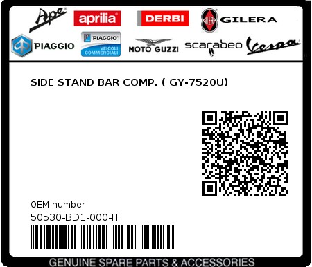 Product image: Sym - 50530-BD1-000-IT - SIDE STAND BAR COMP. ( GY-7520U)  0