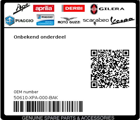 Product image: Sym - 50610-XPA-000-BAK - Onbekend onderdeel 