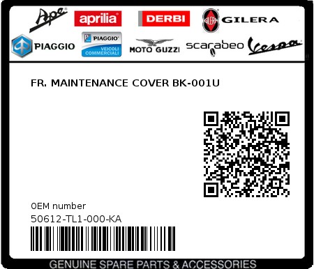 Product image: Sym - 50612-TL1-000-KA - FR. MAINTENANCE COVER BK-001U 