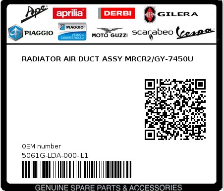 Product image: Sym - 5061G-LDA-000-IL1 - RADIATOR AIR DUCT ASSY MRCR2/GY-7450U  0